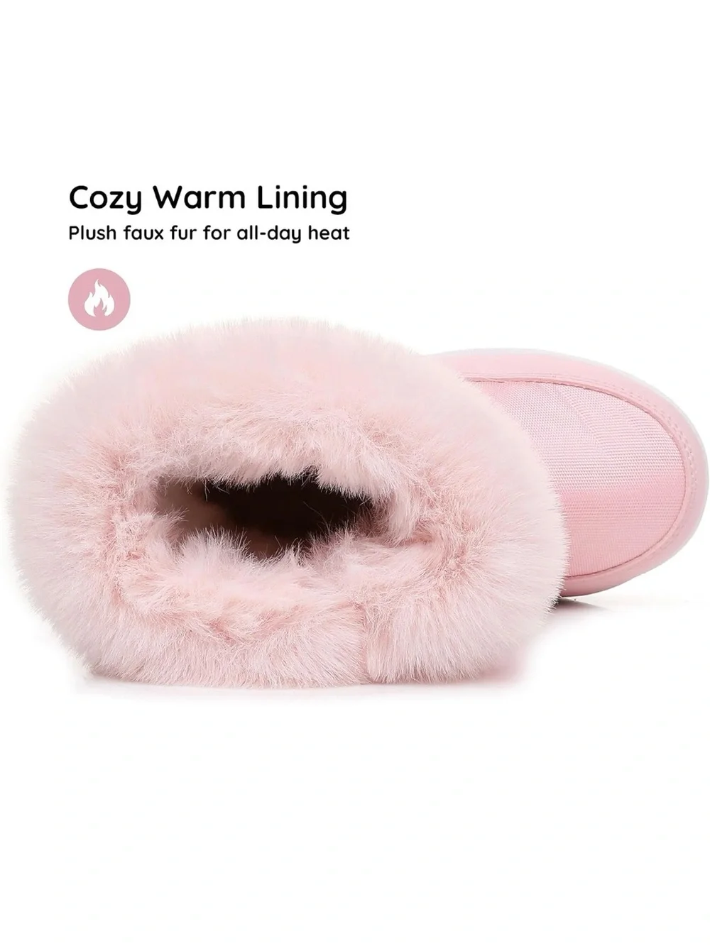 Kids Pink Faux Fur Winter Boots - Cozy Snow Boots for Girls